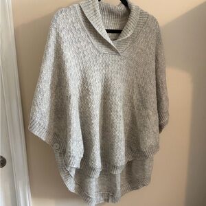 Cozy Light Gray Knit Poncho